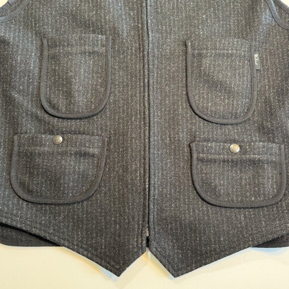 Vintage WOOLRICH Full-zip Wool Utility Pinstripe Gray Vest Large - Picture 4 of 11